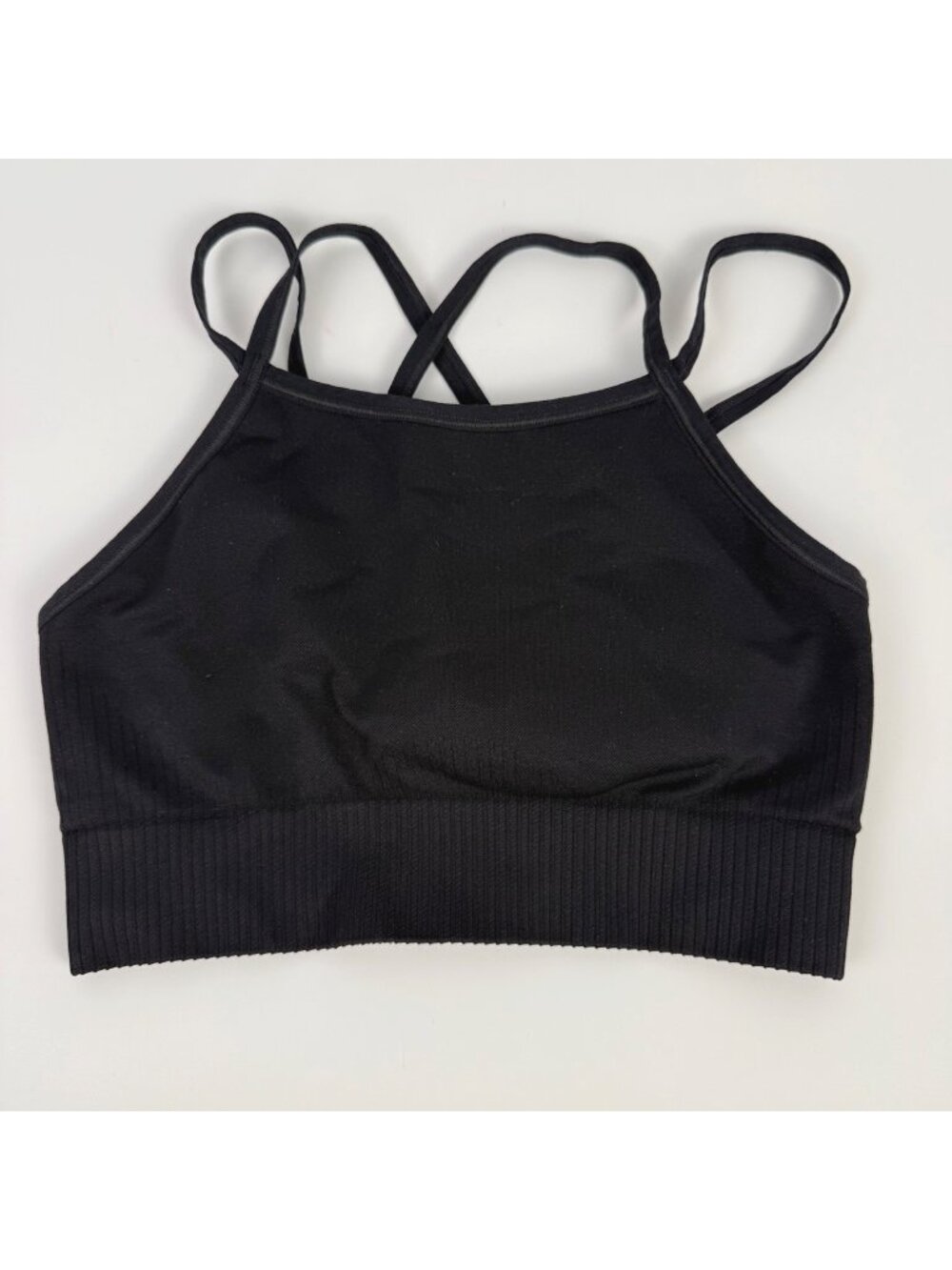 Zella Seamless High-Neck Strappy Sports Bra Black Size M